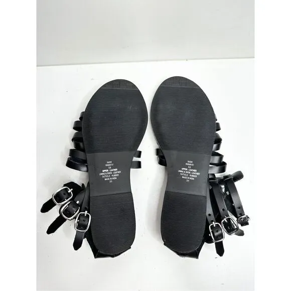 Steve Madden Gladiator Sandals Womens Size 7.5 Black Leather Open Toe