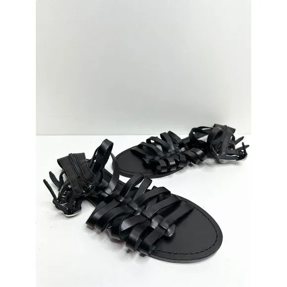 Steve Madden Gladiator Sandals Womens Size 7.5 Black Leather Open Toe