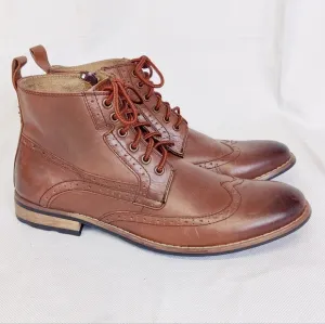 Steve Madden 'Helper' Chukka Boots Brogue Wingtip Leather Brown Mens Sz 9