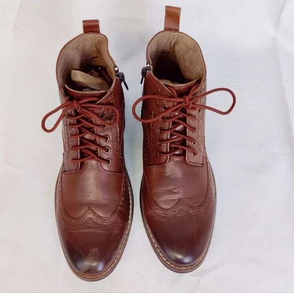 Steve Madden 'Helper' Chukka Boots Brogue Wingtip Leather Brown Mens Sz 9
