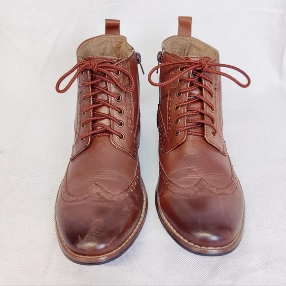 Steve Madden 'Helper' Chukka Boots Brogue Wingtip Leather Brown Mens Sz 9