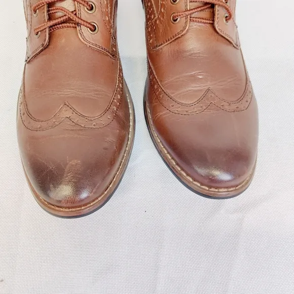 Steve Madden 'Helper' Chukka Boots Brogue Wingtip Leather Brown Mens Sz 9