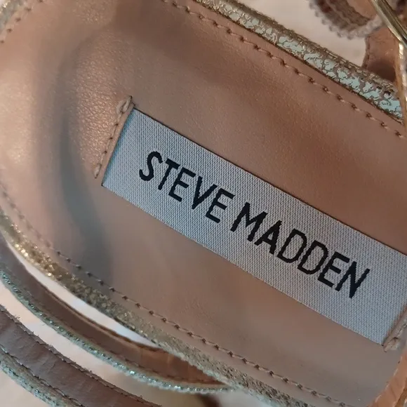 Steve Madden Nicky Gold Platform Ankle Strap High Heel Sandals Size 9 NEW