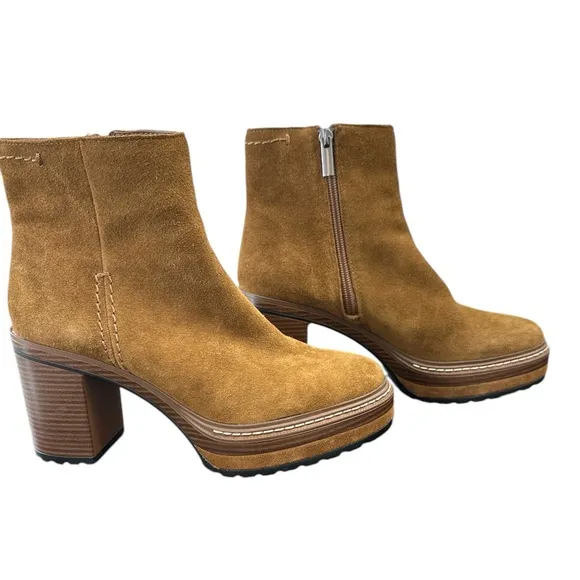 Steve Madden Shaniya Brown Chestnut Suede Ankle Western Boots Booties Si…