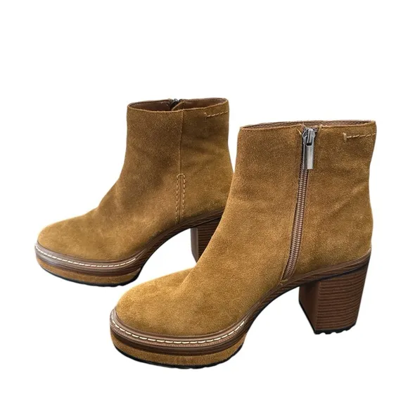 Steve Madden Shaniya Brown Chestnut Suede Ankle Western Boots Booties Si…