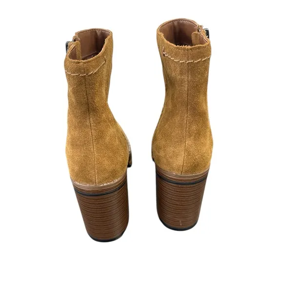 Steve Madden Shaniya Brown Chestnut Suede Ankle Western Boots Booties Si…