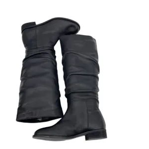 STEVE MADDEN Women's Anya Black Leather Knee High Pull-on Riding Boots Size 5.5