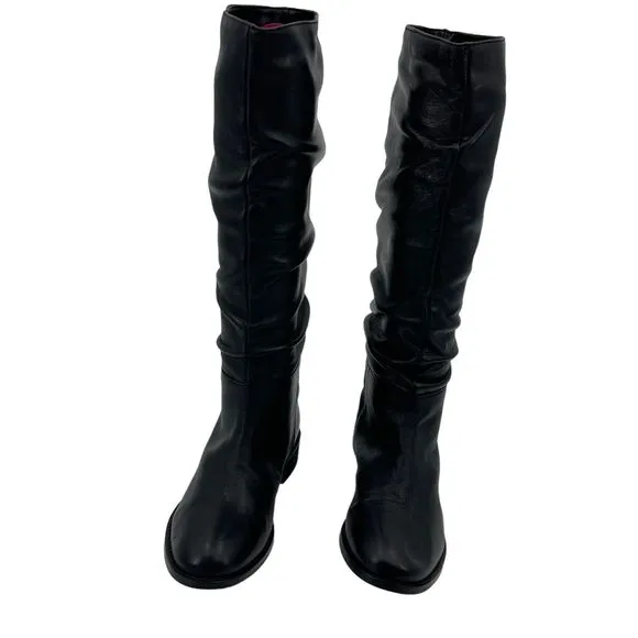 STEVE MADDEN Women's Anya Black Leather Knee High Pull-on Riding Boots Size 5.5