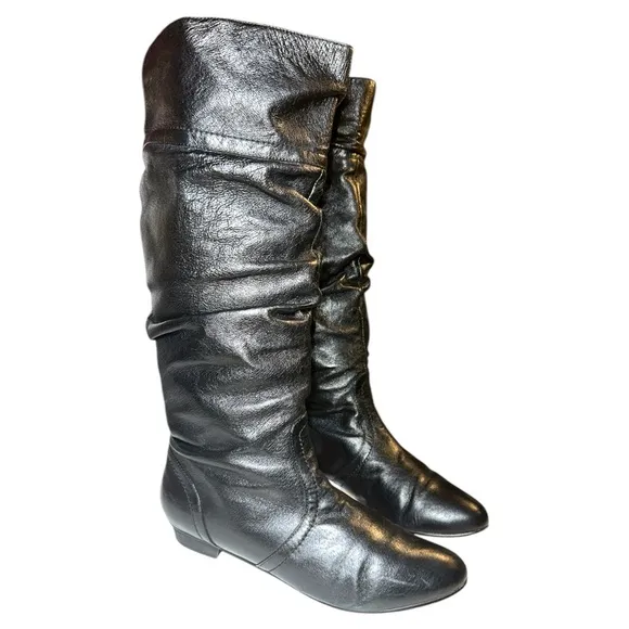 Steve Madden Women’s Black Leather Knee-High Slouch Boots size 8.5