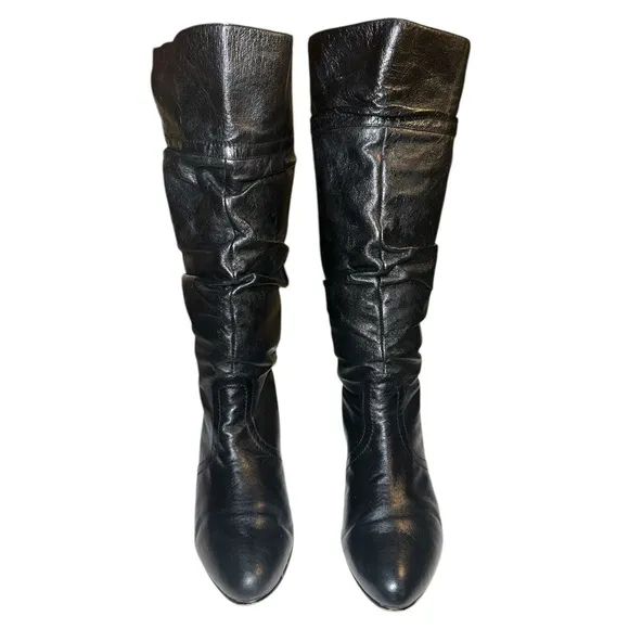 Steve Madden Women’s Black Leather Knee-High Slouch Boots size 8.5