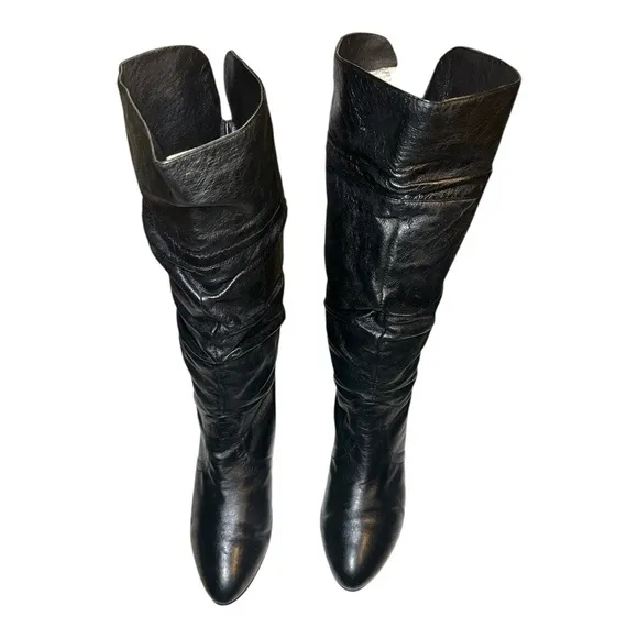 Steve Madden Women’s Black Leather Knee-High Slouch Boots size 8.5