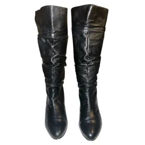 Steve Madden Women’s Black Leather Knee-High Slouch Boots size 8.5