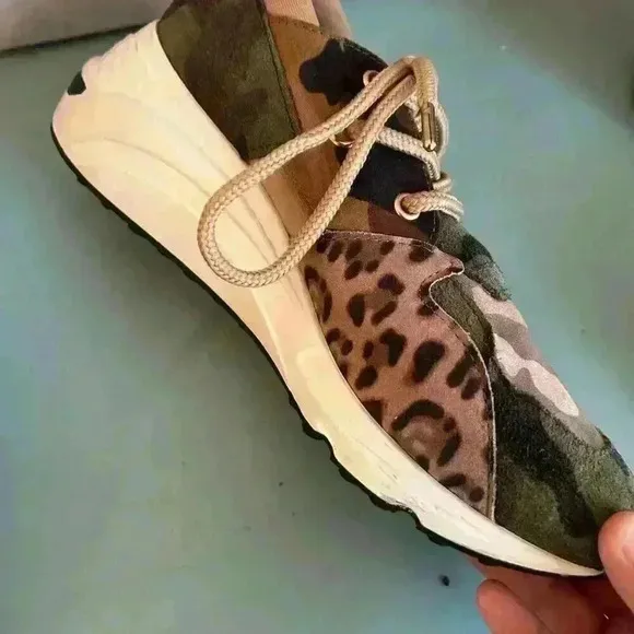Steve Madden Women's Cliff Camo Animal Print Sneaker Size 8 Fashion Streetwear