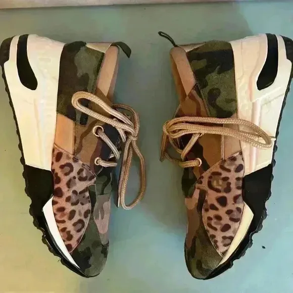 Steve Madden Women's Cliff Camo Animal Print Sneaker Size 8 Fashion Streetwear