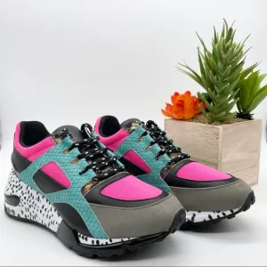 Steve Maddens Cliff Bright Multicolored Pink Blue Gray Sneakers