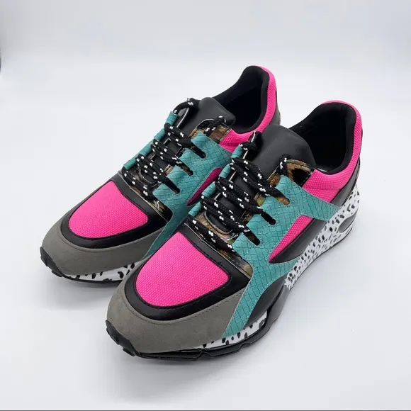 Steve Maddens Cliff Bright Multicolored Pink Blue Gray Sneakers