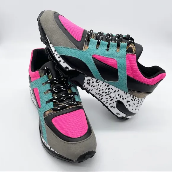 Steve Maddens Cliff Bright Multicolored Pink Blue Gray Sneakers