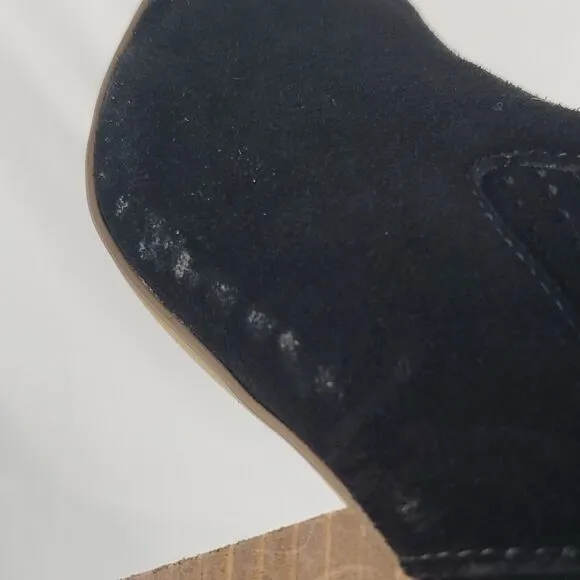 Steve Madden Black Suede Open Toe Ankle Boots brown heels Sz 7