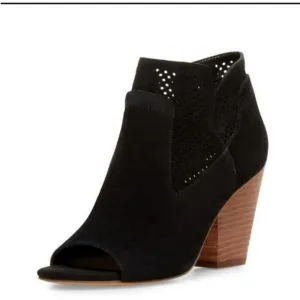 Steve Madden Black Suede Open Toe Ankle Boots brown heels Sz 7