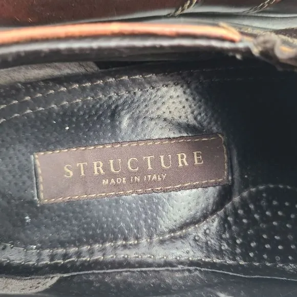 Structure Brown Leather Loafers SlipOn Mens Size 9.5D Model‎ 69499 Made in Italy