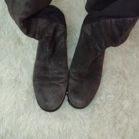 Stuart Weitzman 5050 Over-The-Knee-Suede Boots Slate Gray Size 11