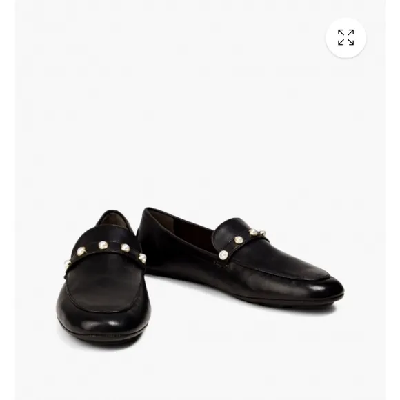STUART WEITZMAN Allpearls embellished leather loafers like new