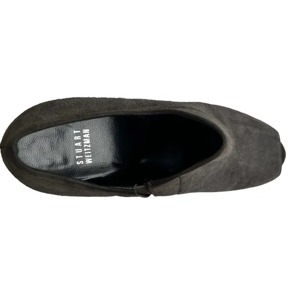 Stuart Weitzman Altamira Suede Peep Toe Ankle Bootie Boots Gray Size 9 M Medium