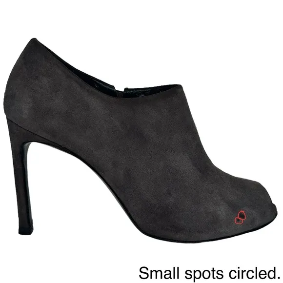 Stuart Weitzman Altamira Suede Peep Toe Ankle Bootie Boots Gray Size 9 M Medium
