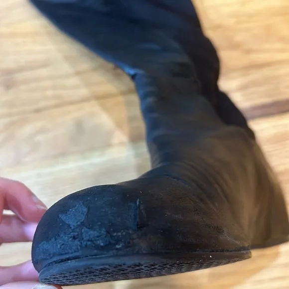 Stuart weitzman black leather wedge boot