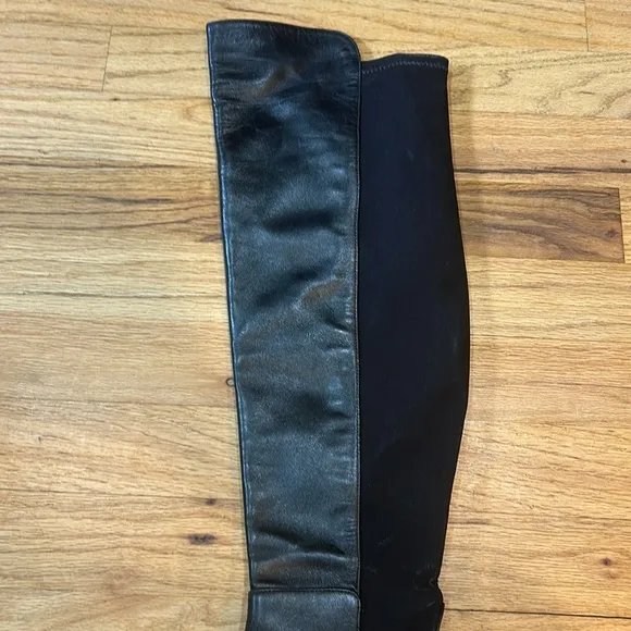 Stuart weitzman black leather wedge boot