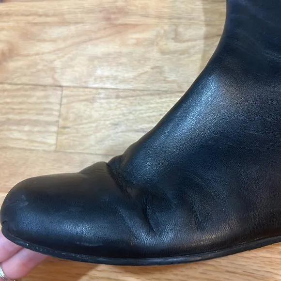 Stuart weitzman black leather wedge boot