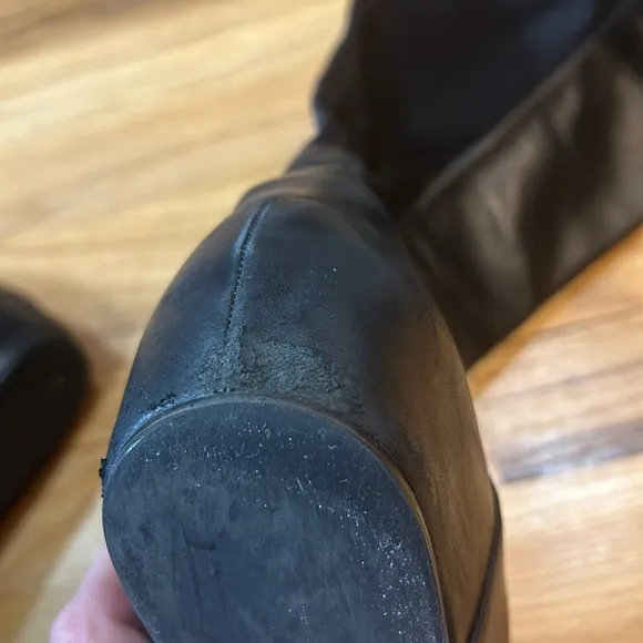 Stuart weitzman black leather wedge boot