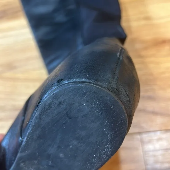 Stuart weitzman black leather wedge boot