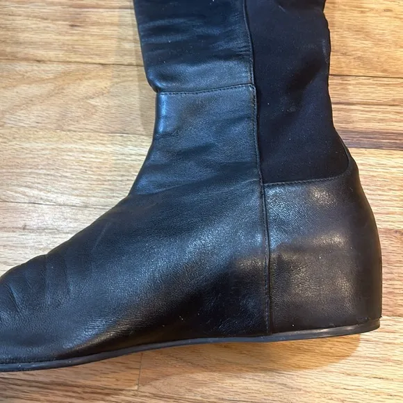 Stuart weitzman black leather wedge boot