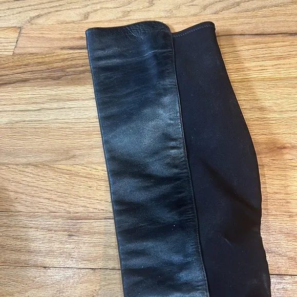 Stuart weitzman black leather wedge boot