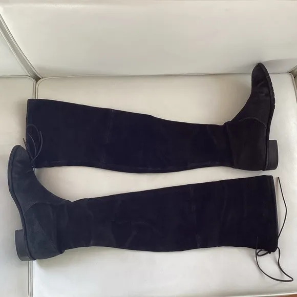 Stuart Weitzman Black Lowland Suede Over-The-Knee Boots SZ 6.5