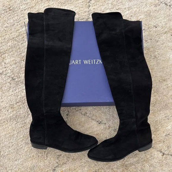 Stuart Weitzman Black Over-the-Knee Boots Sleek Suede