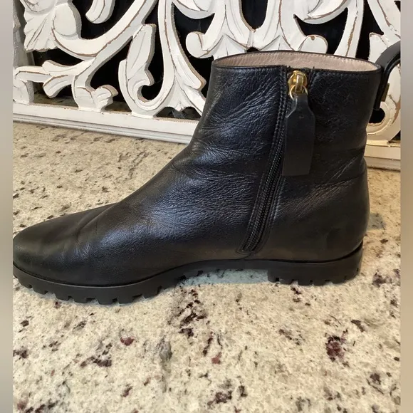 Stuart Weitzman Black Riley Leather Ankle Booties Size 6.5