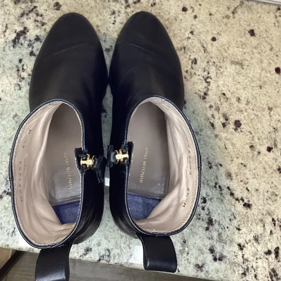 Stuart Weitzman Black Riley Leather Ankle Booties Size 6.5