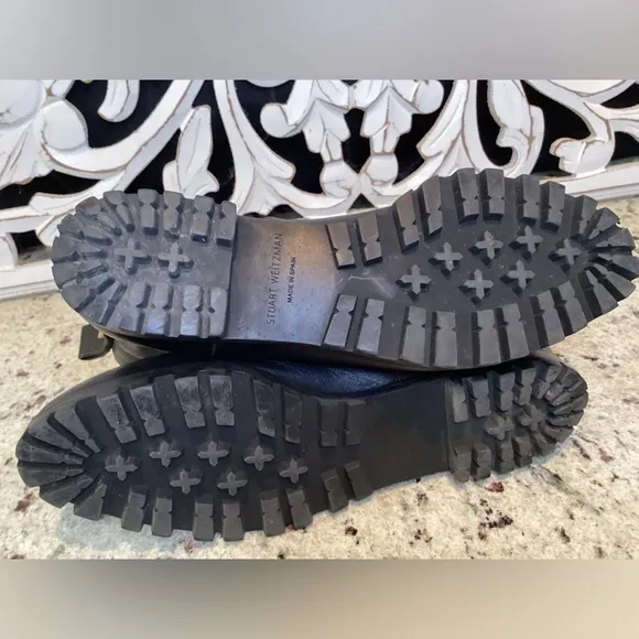 Stuart Weitzman Black Riley Leather Ankle Booties Size 6.5
