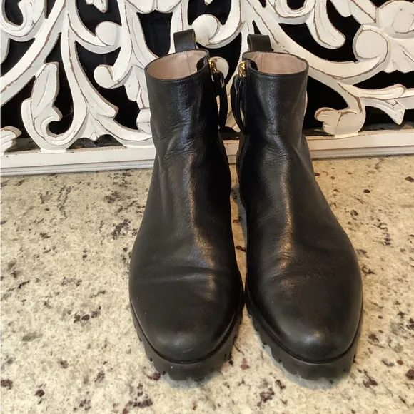 Stuart Weitzman Black Riley Leather Ankle Booties Size 6.5