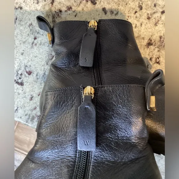 Stuart Weitzman Black Riley Leather Ankle Booties Size 6.5