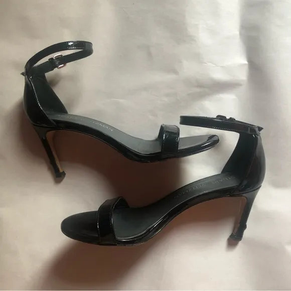 ❤️Stuart Weitzman Black Sandals Heels Patent Leather size 5 M
