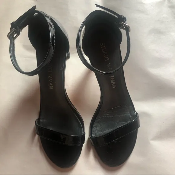 ❤️Stuart Weitzman Black Sandals Heels Patent Leather size 5 M