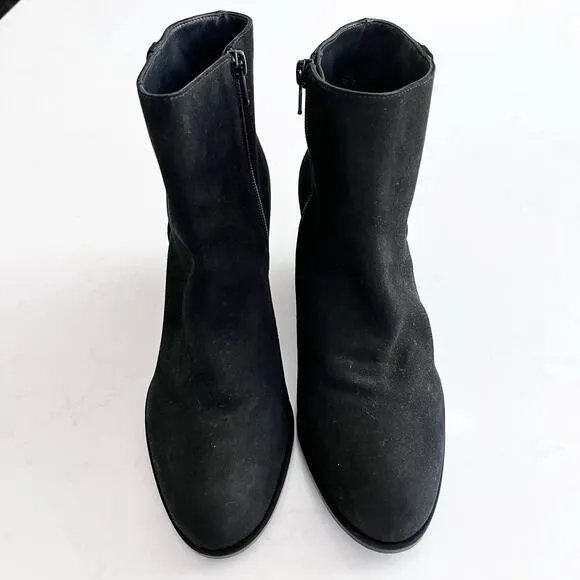 STUART WEITZMAN black 'Sidetrack' suede wedge ANKLE BOOTS