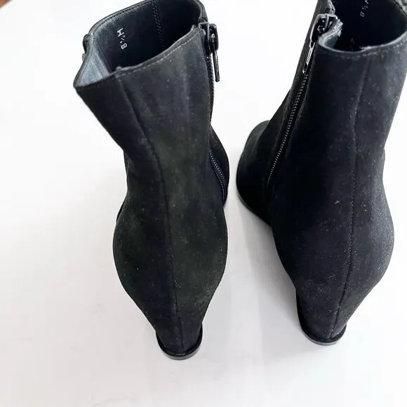 STUART WEITZMAN black 'Sidetrack' suede wedge ANKLE BOOTS