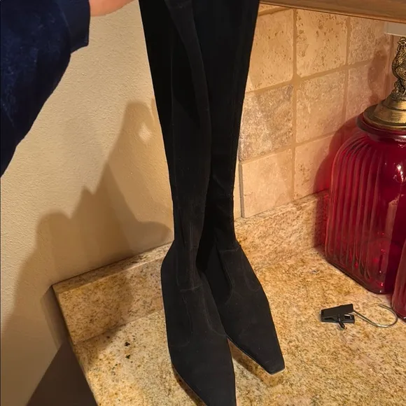 Stuart Weitzman Chic Black Over-the-Knee suede  Boots size 6 1/2