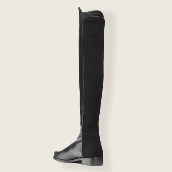 Stuart Weitzman CITY 5050 Black Leather Knee High Stretch Slip On Boot Stretch 8