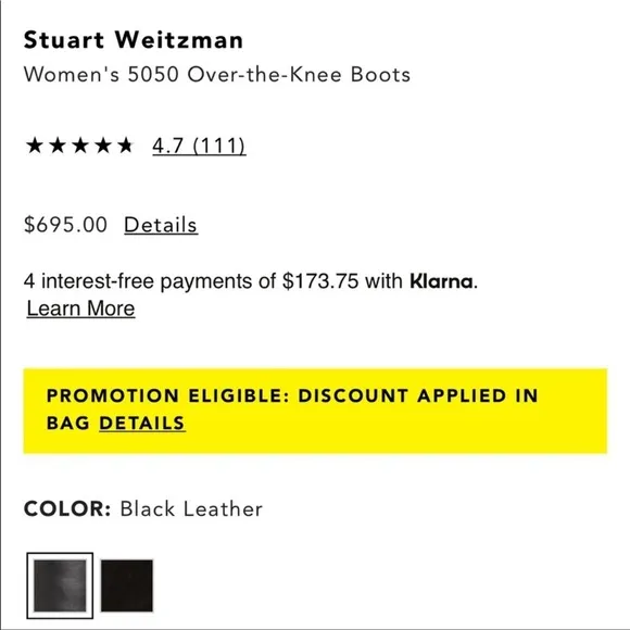 Stuart Weitzman CITY 5050 Black Leather Knee High Stretch Slip On Boot Stretch 8