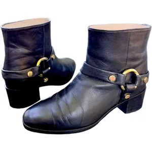 Stuart Weitzman 'Expert' Leather Studded Accent Boots, Black w/ Cream,Size 6.5 M